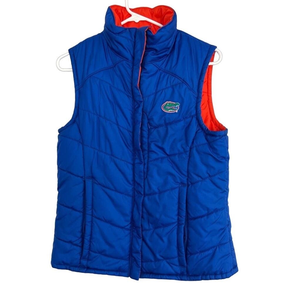 Columbia Florida Gators Vest Womens M Blue Orange Reversible Puffer Full Zip EUC
